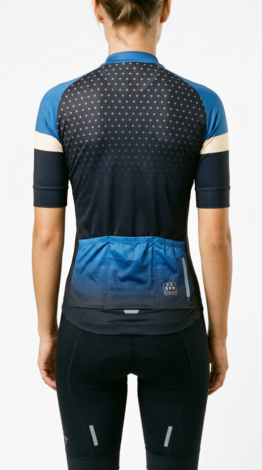 Women's Navy Dots 1.1 Cycling Jersey | Classic Cycling