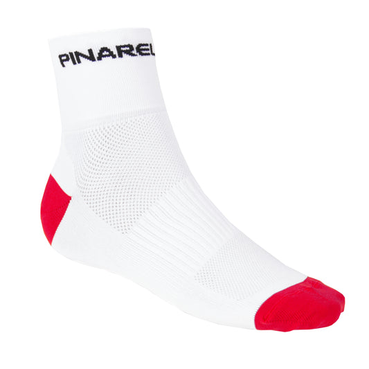 Pinarello Mid (6.5cm) Cuff Sock - White - Red - Classic Cycling
