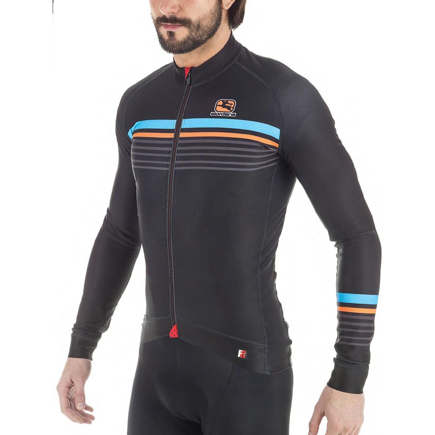 Giordana FR-C 'Sette' Long Sleeve Jersey - Black-Orange-Blue - Classic Cycling