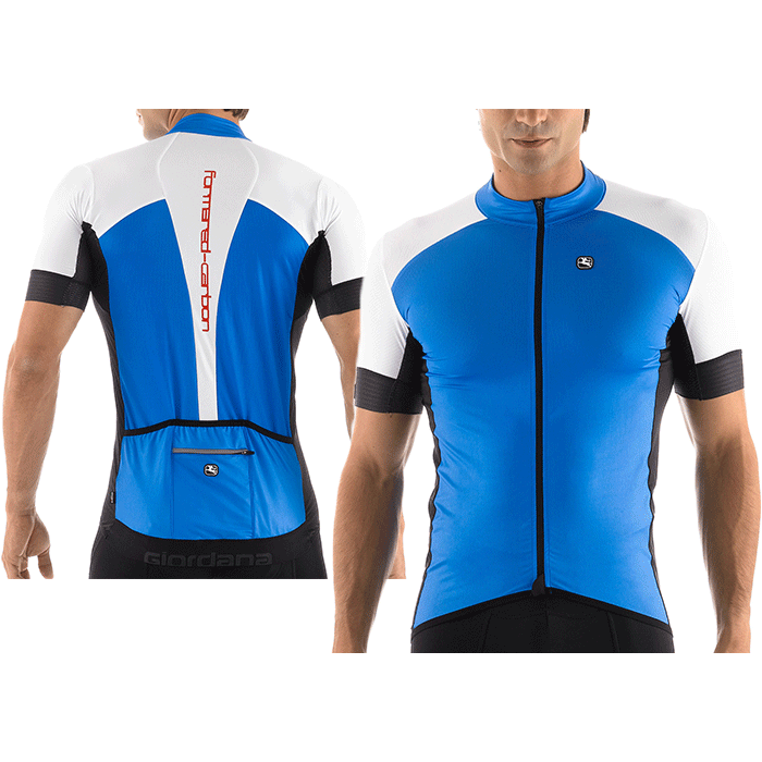 Giordana FR-C Forma Red Carbon Short Sleeve Jersey Blue - Classic Cycling