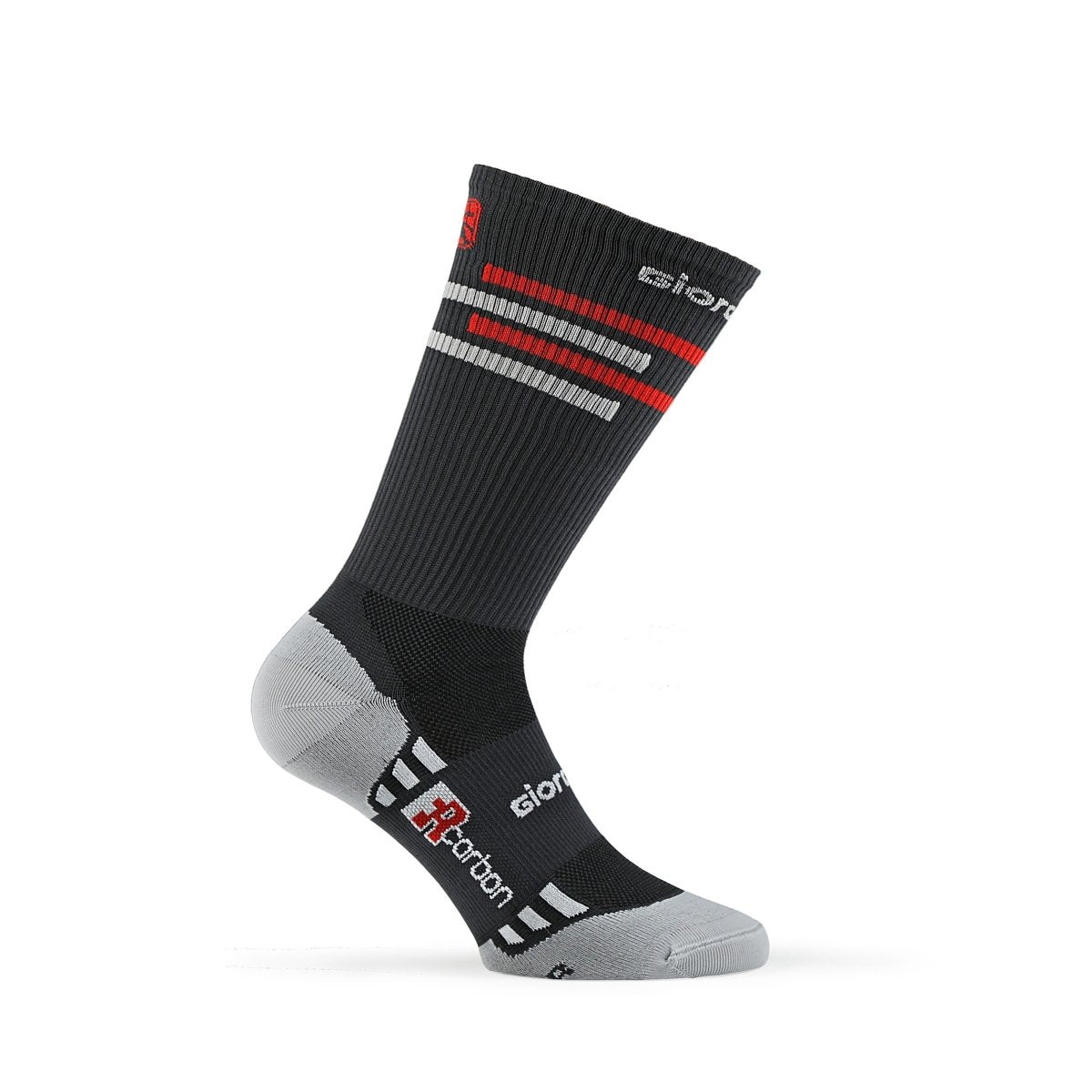 Giordana FR-C Sock, Tall Cuff - LINES GREY-Red-White - Classic Cycling