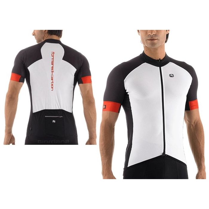 Giordana FRC Forma Red Carbon Short Sleeve Jersey White - Classic Cycling