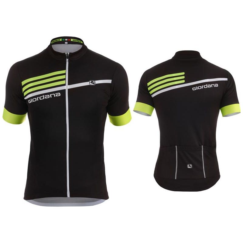Giordana Silverline Giro Short Sleeve Jersey Black Fluo - Classic Cycling