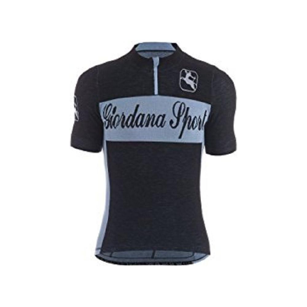 Giordana Sport Classic Performance Knitted Wool Short Jersey - Black-Blue - Classic Cycling