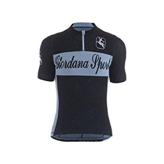 Giordana Sport Classic Performance Knitted Wool Short Jersey - Black-Blue - Classic Cycling