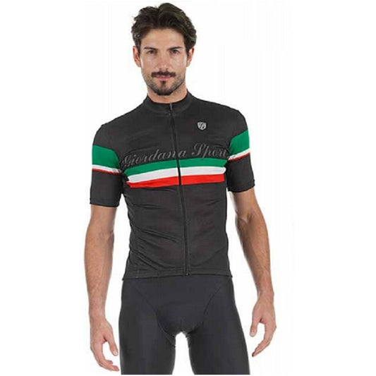 Giordana Sport Elite Short Sleeve Jersey - Black with Italia Stripe - Classic Cycling