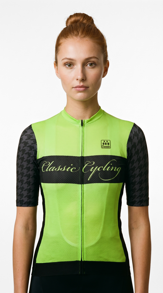 Classic Cycling Women's Pista Cycling Jersey - Houndstooth