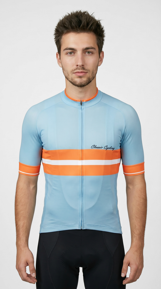 Classic Cycling Men's Tour Jersey – Light Blue