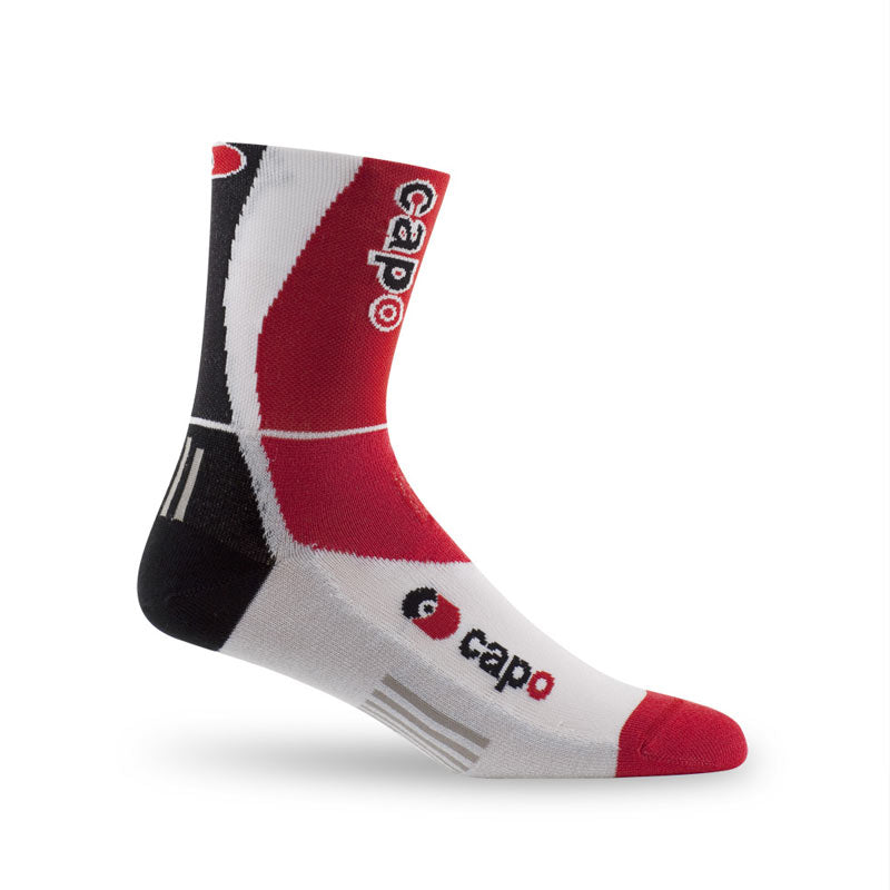 Capo Resistex Carbon Sock, Red-White-Black - Classic Cycling