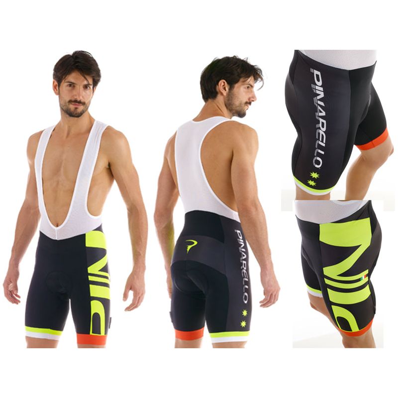 Pinarello Bandiera Classic Bib Shorts- Black Fluo - Classic Cycling