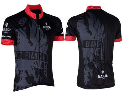 Bianchi Milano Cinca Long Zip Short Sleeve Jersey- Black - Classic Cycling