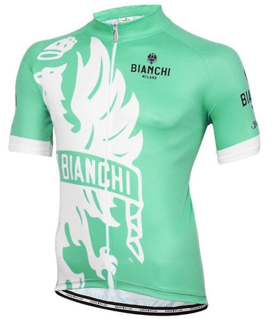 Bianchi Milano Cinca Long Zip Short Sleeve Jersey - Celeste - Classic Cycling