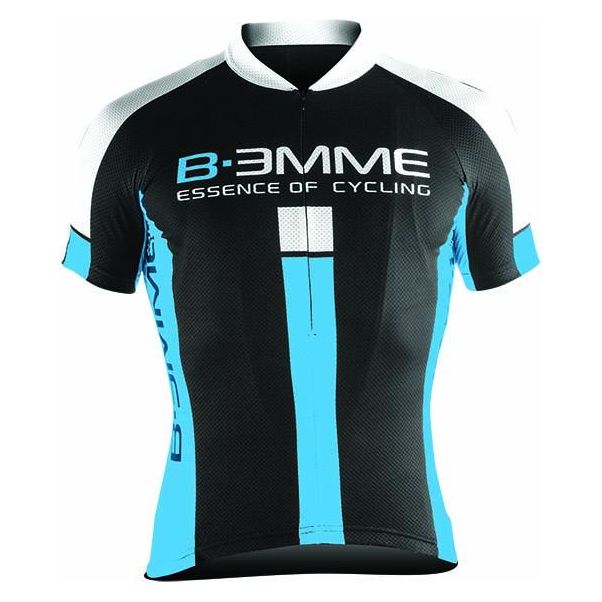 Biemme Identity Short Sleeve Jersey - Black-White-Sky Blue - Classic Cycling