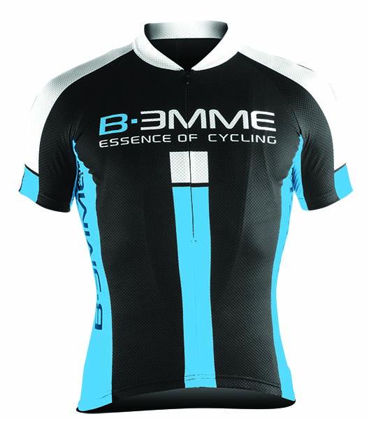 Biemme Identity Short Sleeve Jersey - Black-White-Sky Blue - Classic Cycling