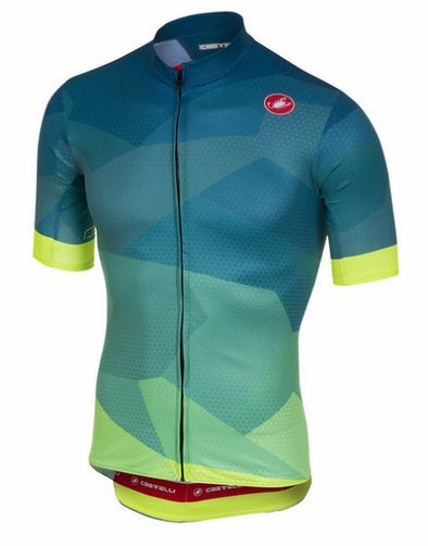 Castelli Flusso FZ Short Sleeve Jersey - Blue-Fluo - Classic Cycling