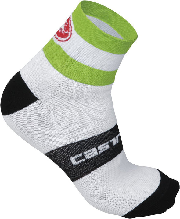 Castelli Velocissimo DS Socks 6cm - White - Acid Green - Classic Cycling