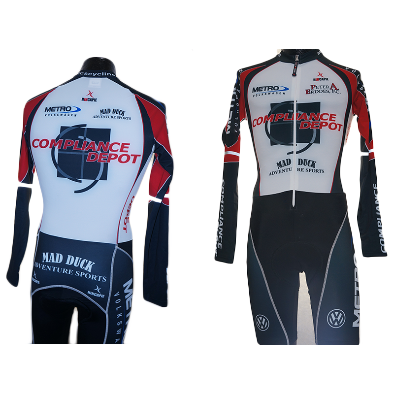 Hincapie Skinsuit - White-Blue-red - Classic Cycling