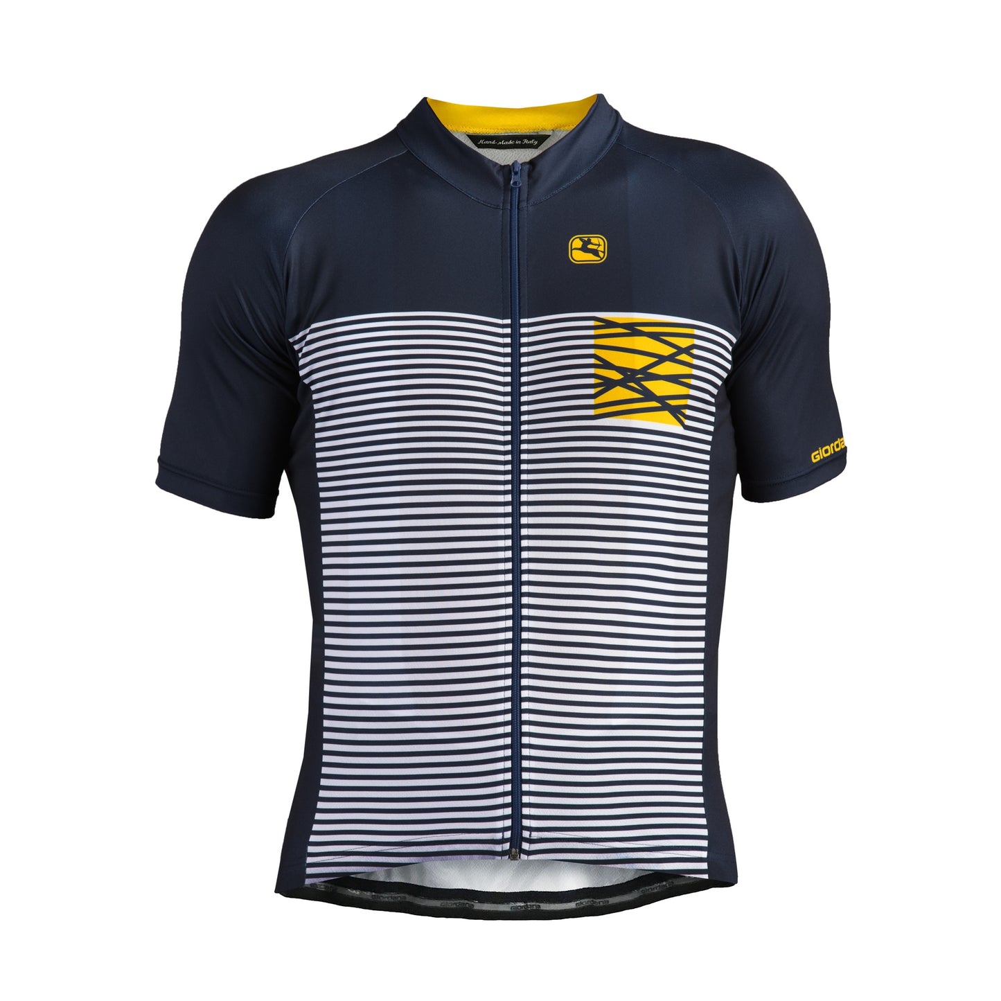Giordana Moda Vero Pro Mare Short Sleeve Jersey - Navy-White-Yellow - Classic Cycling