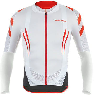 Giordana EXO Long Sleeve Jersey - White-Red - Classic Cycling
