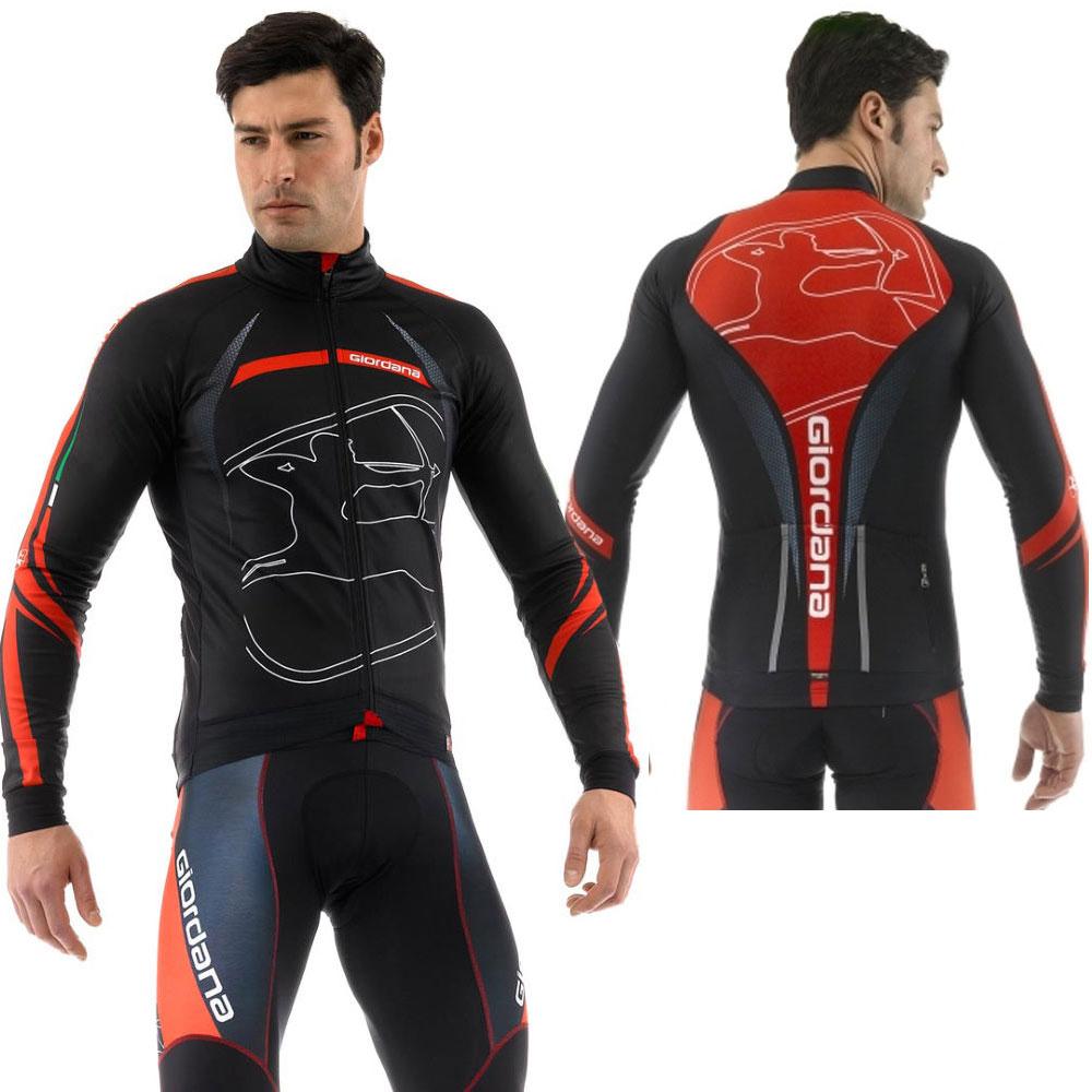 Giordana FR-C Trade Long Sleeve Jersey "Predator" Black Red - Classic Cycling