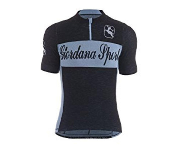 Giordana Sport Classic Performance Knitted Wool Short Jersey - Black-Blue - Classic Cycling