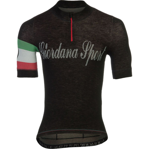 Giordana Sport Classic Performance Knitted Wool Short Jersey - Black-Italia - Classic Cycling