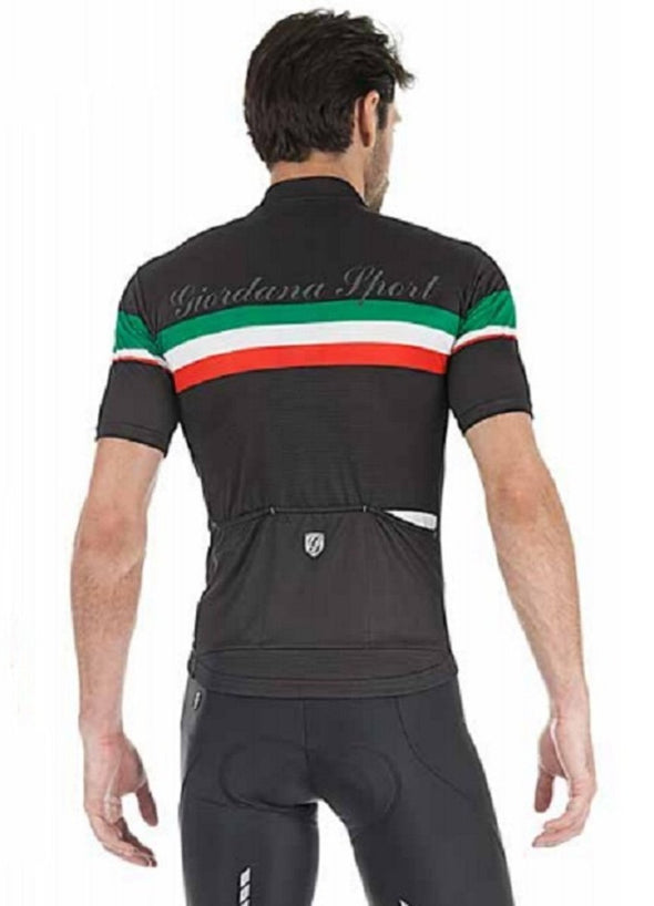 Giordana Sport Elite Short Sleeve Jersey - Black with Italia Stripe - Classic Cycling