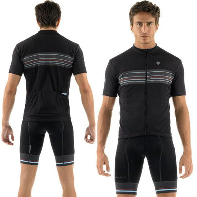Giordana Sport Stripe Short Sleeve Jersey - Black-Blue - Classic Cycling