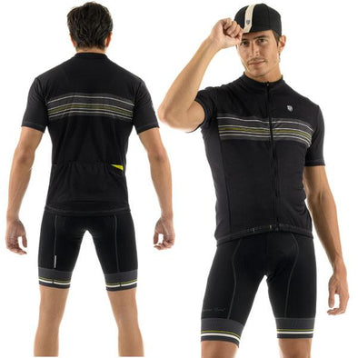 Giordana Sport Stripe Short Sleeve Jersey - Black-Yellow - Classic Cycling
