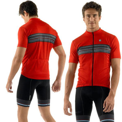 Giordana Sport Stripe Short Sleeve Jersey - Red - Classic Cycling