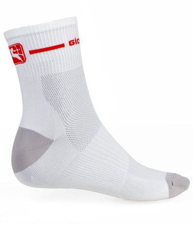 Giordana Trade Sock Mid Cuff- White - Red - Classic Cycling