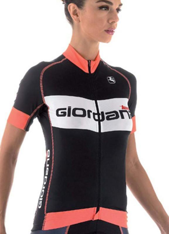 Giordana Womens Forma Red Carbon Trade Jersey - Fluo Orange - Classic Cycling