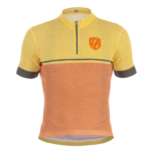 Giordana Sport Merino Wool Blend Short Sleeve Jersey - Orange-Yellow with Grey accents - Classic Cycling